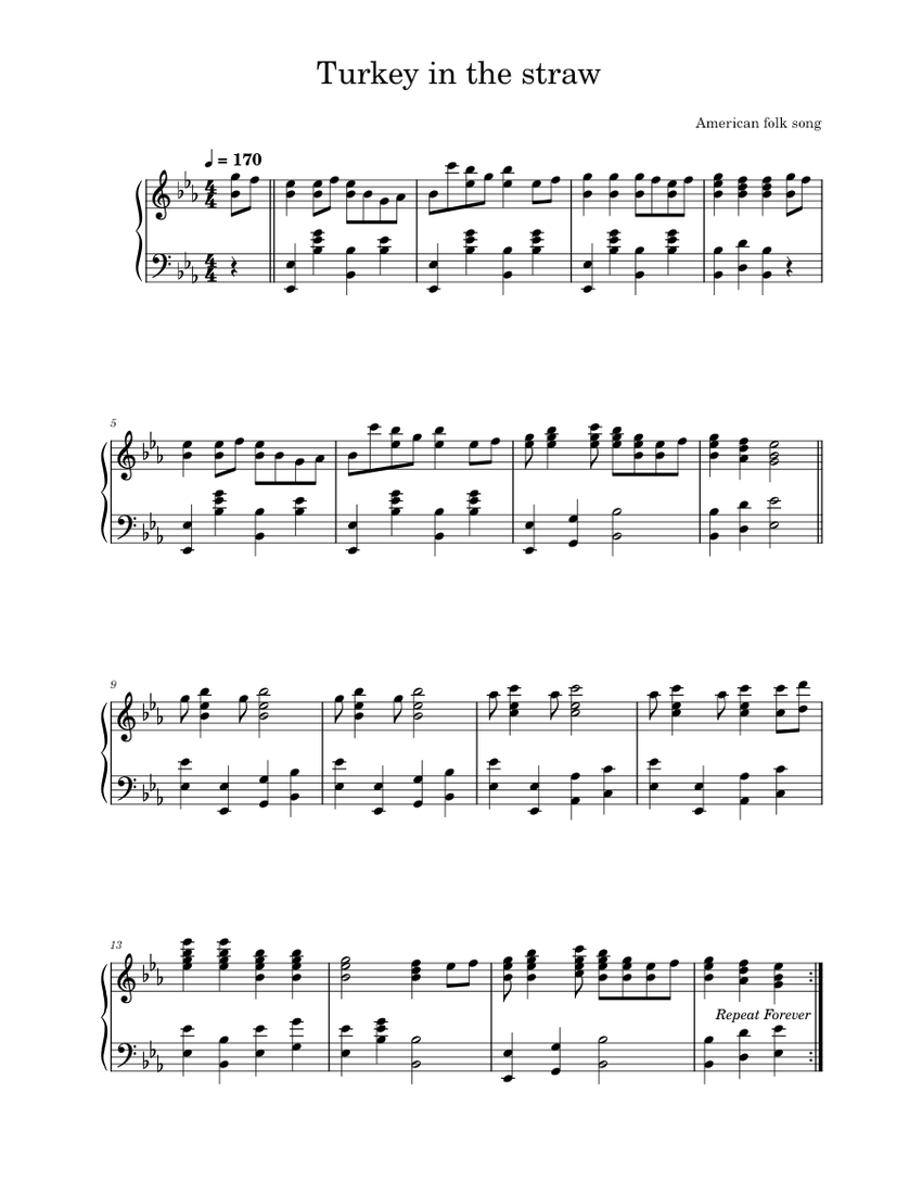 Turkey in the Straw (Ice Cream Truck Song) Sheet music for Piano (Solo