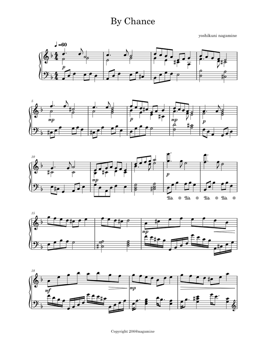 By chance sheet music for piano solo musescore