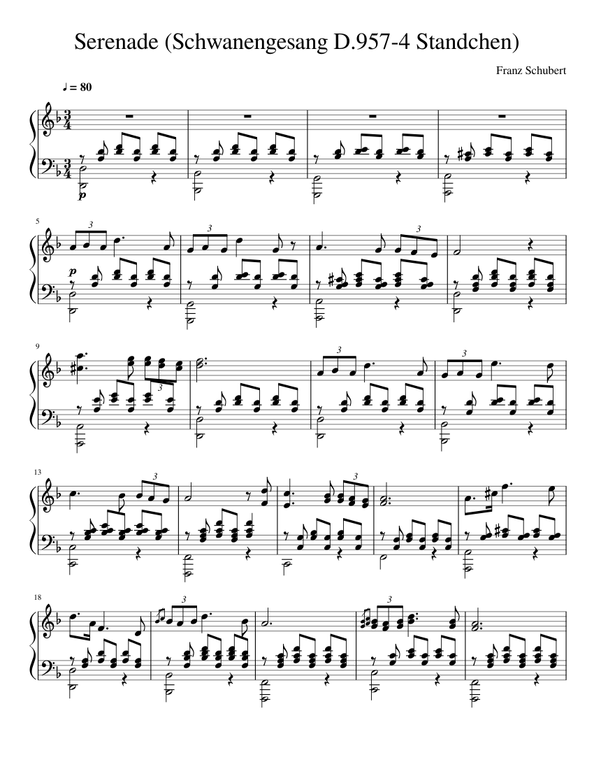 Serenade (Schwanengesang D 957- 4) Ständchen Sheet music for
