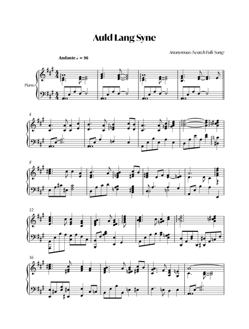 Auld Lang Syne (Arr. Bisdré Santus) - Anonymous (Piano Solo)