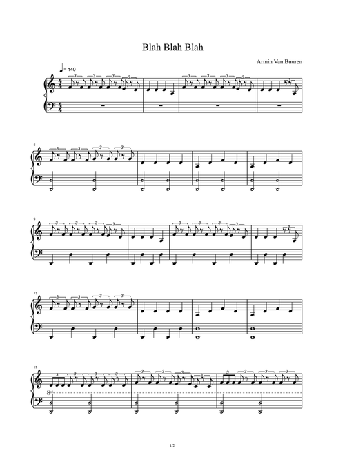 Blah Blah Blah (Arr. Armin Van Buuren) - Joshua Record, Andrew Bullimore (Piano Solo)