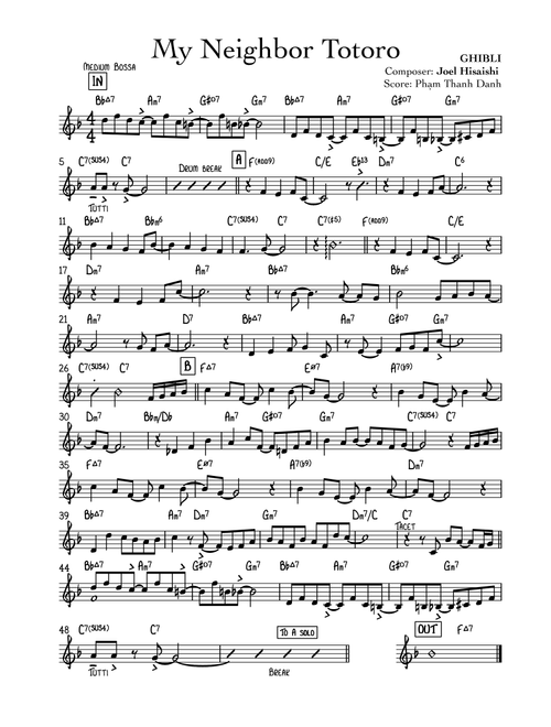 My Neighbor Totoro (Main Theme) (Arr. Pham Thanh Danh) - Joe Hisaishi (Lead Sheet - Fake Book)