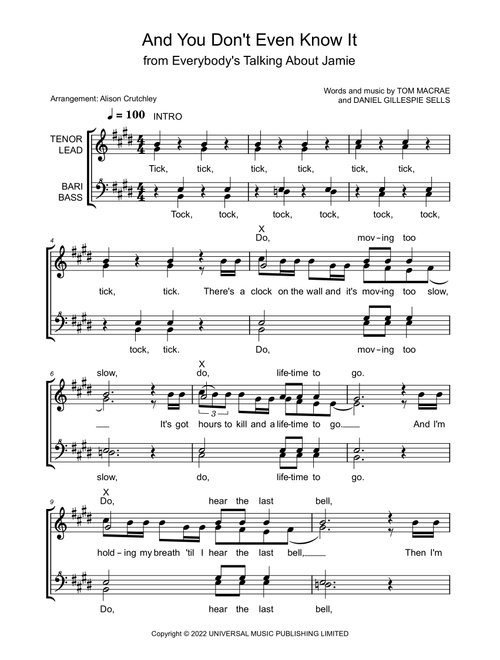 And You Don't Even Know It (Arr. Alison Crutchley) - Dan Gillespie Sells (Choral, SSAA)
