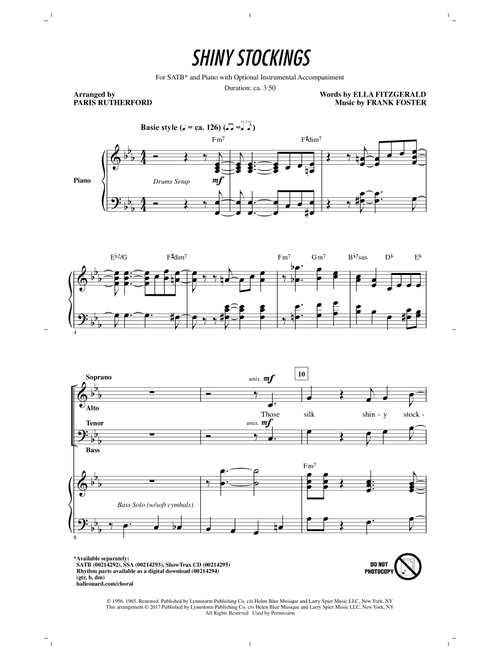 Shiny Stockings (Arr. Paris Rutherford) - Count Basie, Ella Fitzgerald (Choral, SATB)