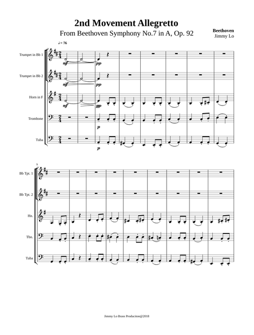 Beethoven's Symphony No. 7 2nd Movement Allegretto for Brass quintet