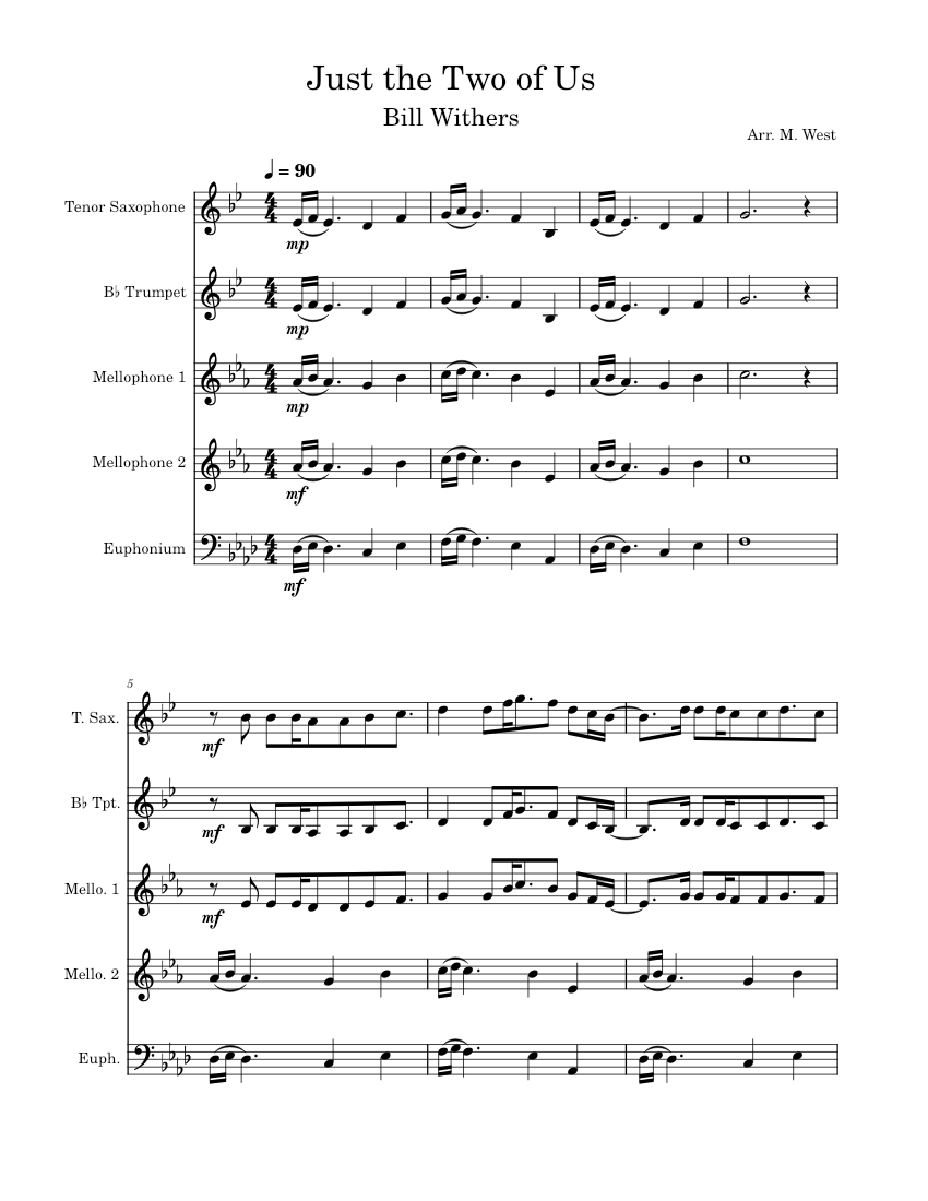 Just the Two of Us Sheet music for Euphonium Mellophone Saxophone tenor Trumpet in b flat Mixed Quintet Musescore