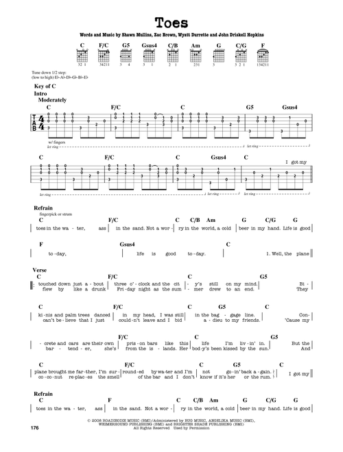 Toes - Zac Brown Band (Guitar Lead Sheet)