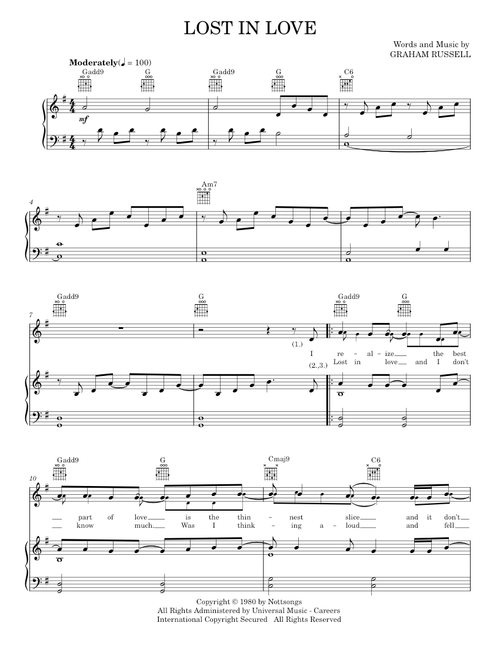 Lost in love - Air Supply (Piano-Vocal-Guitar)