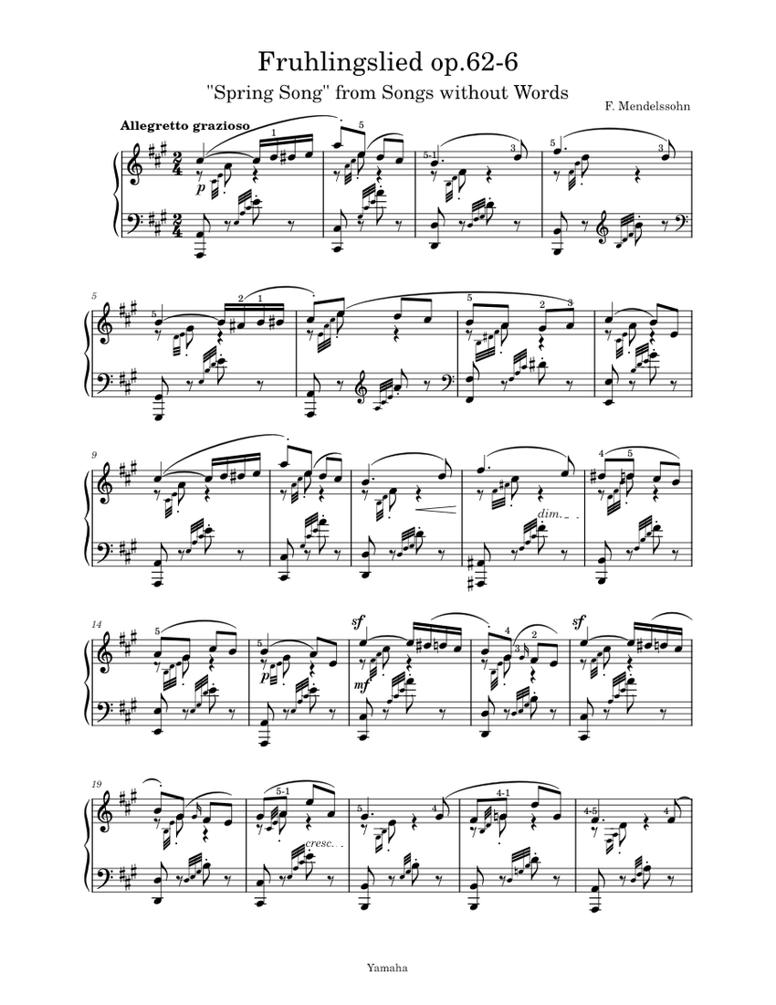 Spring Song, from Songs Without Words, Op.62 – Felix Mendelssohn