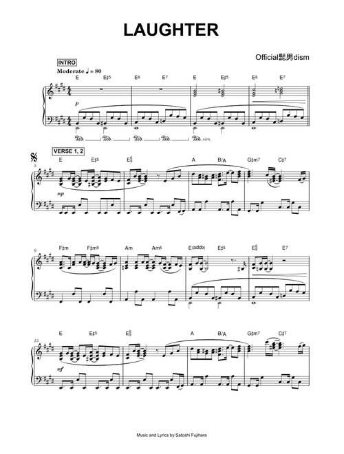 Laughter - Official髭男dism (Piano)