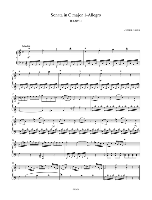 Joseph Haydn - Sonata in C major, Hob.XVI-1-Allegro