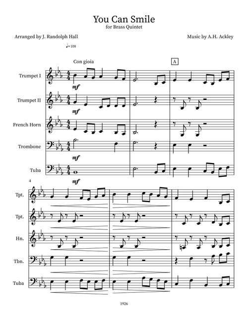 You Can Smile (Arr. J. Randolph Hall) - A.H. Ackley (Small Ensemble)