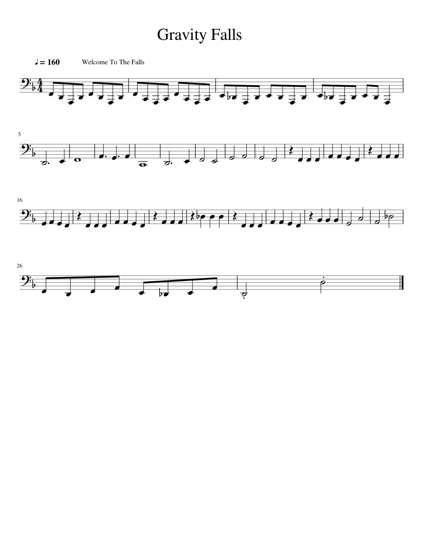 Gravity Falls Theme Song For Tuba Sheet music for Trombone, Tuba (Brass