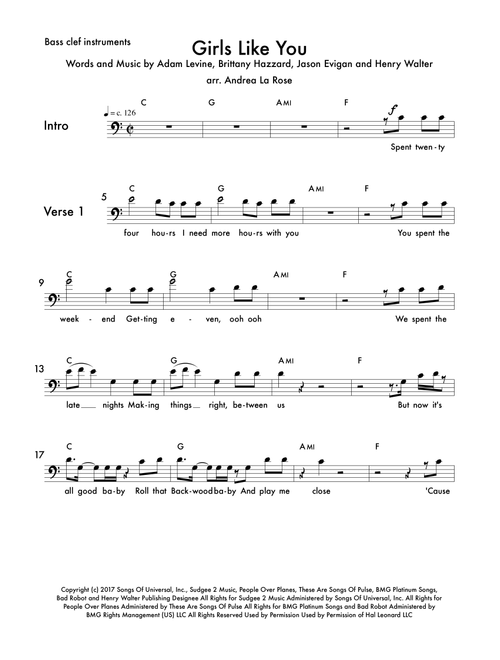 Girls Like You (Arr. Andrea La Rose) - Maroon 5 (Large Ensemble)