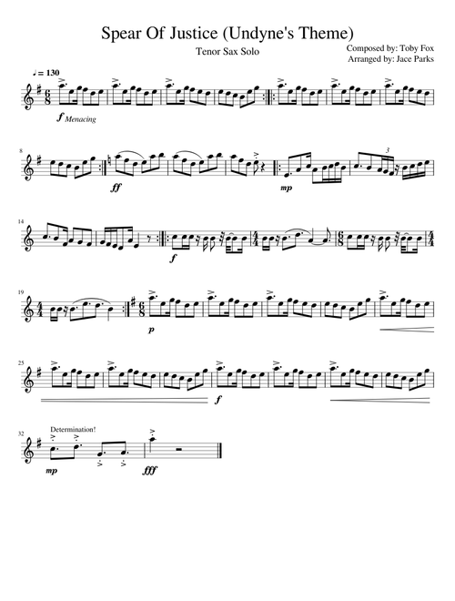 Spear of Justice (Undyne's Theme) - Tenor Sax Solo