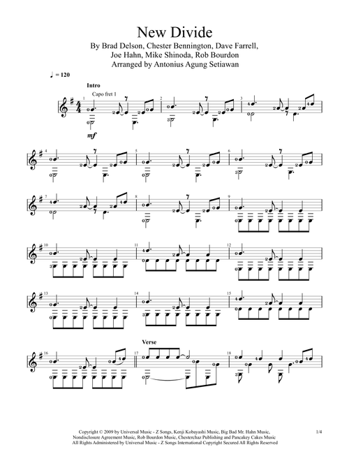 New Divide (Arr. Antonius Agung Setiawan) - Linkin Park (Solo Guitar)