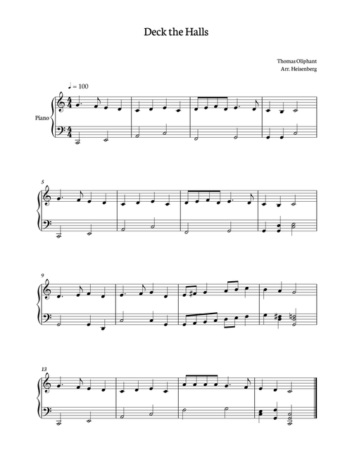 Deck The Halls - Christmas songs for Piano (Arr. Heisenberg) - Thomas Oliphant (Piano Solo)