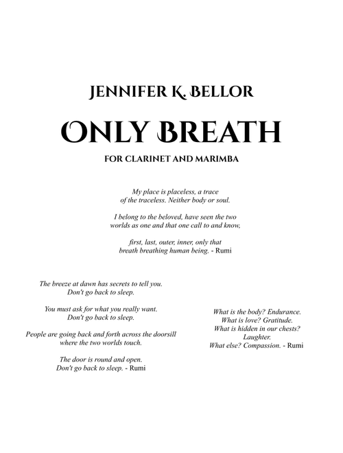 Only Breath - Duet for Bb Clarinet and Marimba - Jennifer Bellor (Instrumental Duet)
