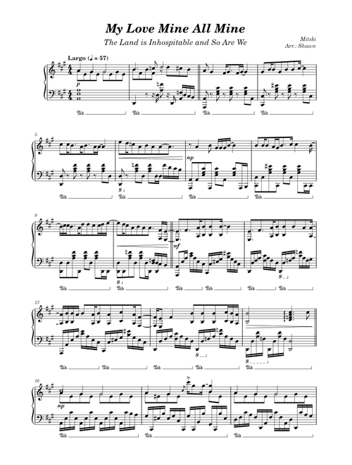 My Love Mine All Mine – Mitski (Arrangement)