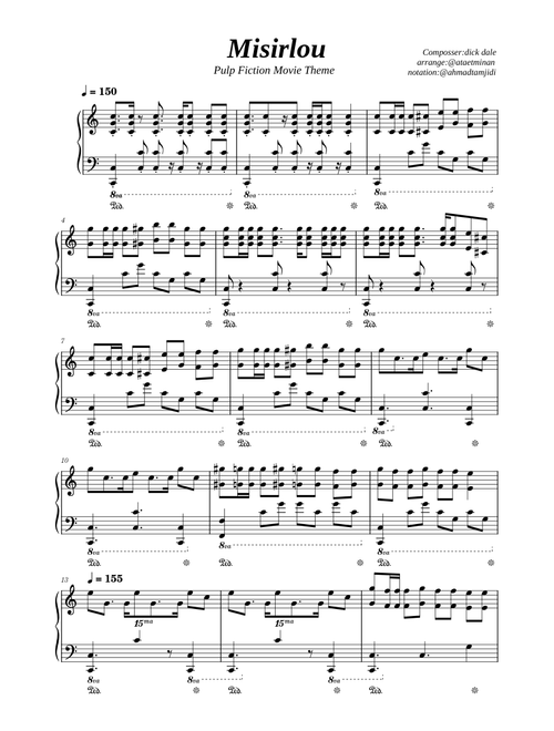 Misirlou(pulp fiction) piano sheet music