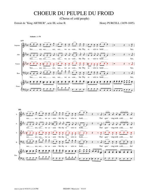 King Arthur, Z.628 - Chorus of cold people (Tenore voice) - Henry Purcell