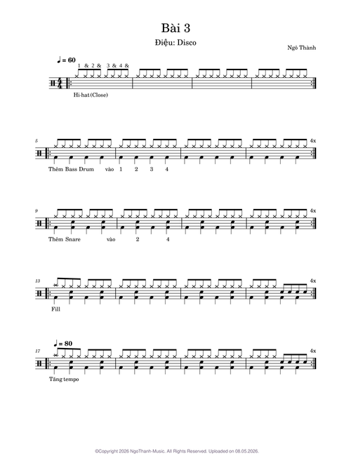 Drum Bài 3 (Điệu Disco) – NgoThanh-Music