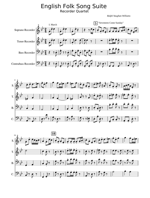 English Folk Song Suite for Recorder Quartet