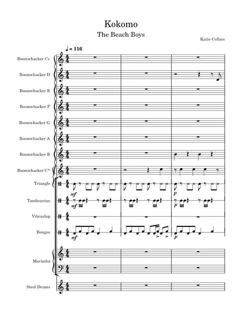Kokomo – The Beach Boys, for Boomwhackers and Percussion