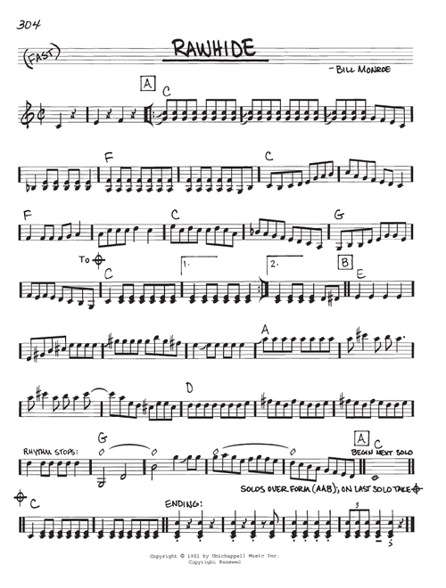 Raw Hide - Bill Monroe (Real Book - Melody-Chords-Lyrics)