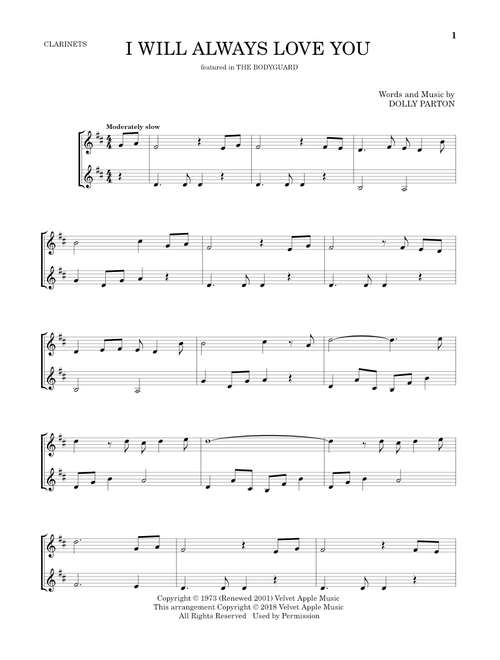 I Will Always Love You - Whitney Houston (Clarinet Duet)