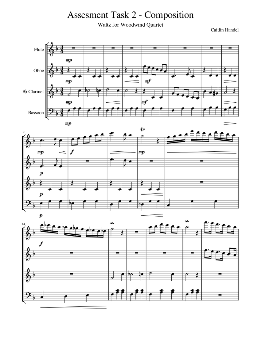 Assesment_Task_2_-_Composition Sheet music for Flute, Oboe, Clarinet in ...