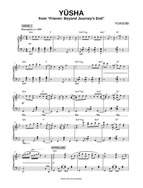 Yūsha [from Frieren: Beyond Journey's End] - YOASOBI (Piano)