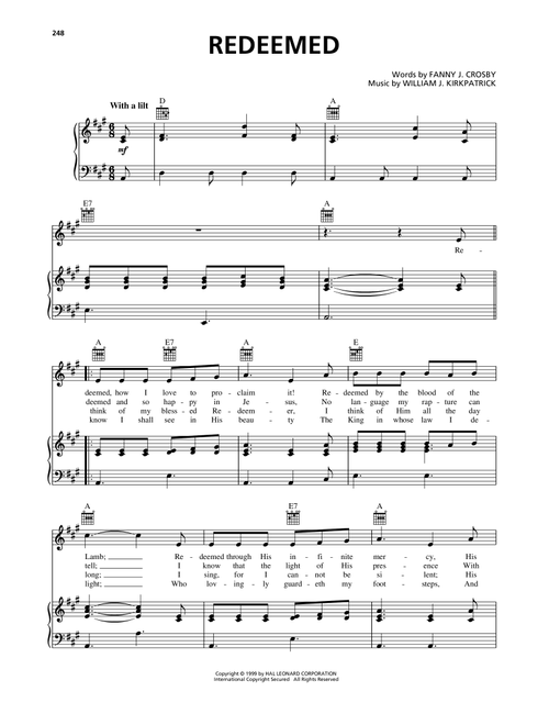 Redeemed - William J Kirkpatrick, Fanny J Crosby (Piano-Vocal-Guitar)