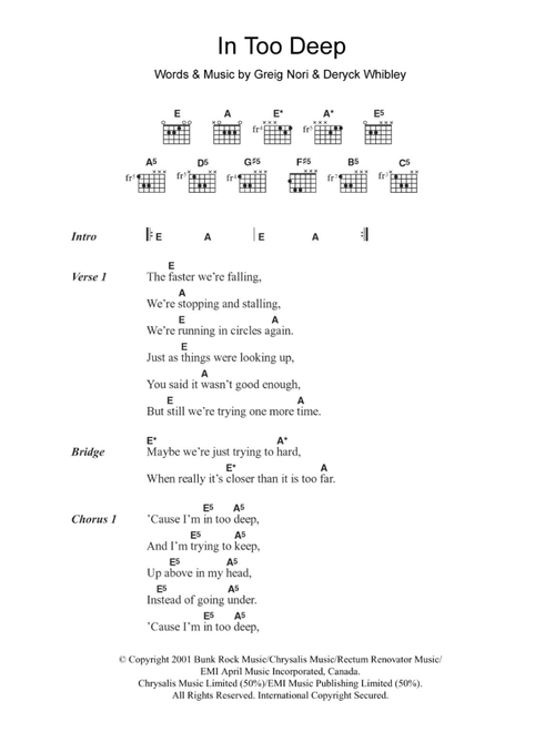 In Too Deep - Sum 41 (Guitar Chords-Lyrics)