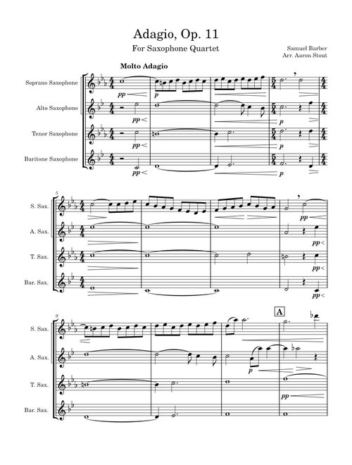 Adagio for Strings (arranged for Saxophone Quartet) - Samuel Barber/arr. Aaron Stout