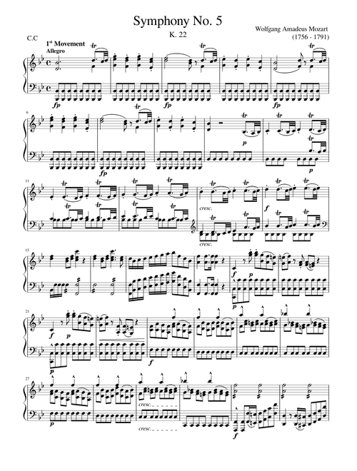 Symphony No.5 in B-flat major, K.22 – Wolfgang Amadeus Mozart