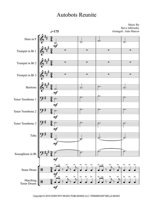 Calling All Autobots (Arr. João Marcos Maciel) - Various (Brass Ensemble)