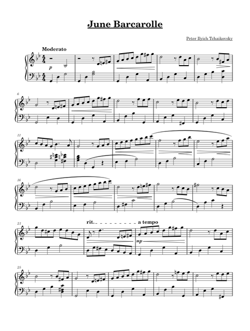 The seasons no 6 - june barcarolle – Pyotr Ilyich Tchaikovsky