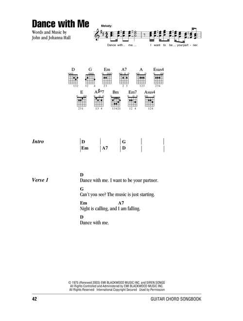 Dance With Me - Orleans (Guitar Chords-Lyrics)