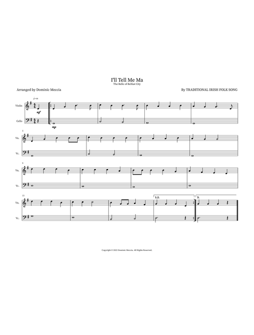 I'll Tell Me Ma (Arr. Dominic Meccia) - Traditional Irish Folk Song (Instrumental Duet)