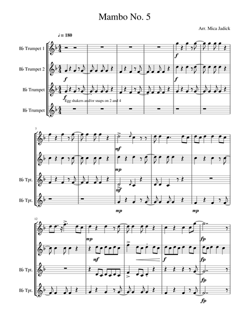 Mambo No. 5 Trumpet Quartet