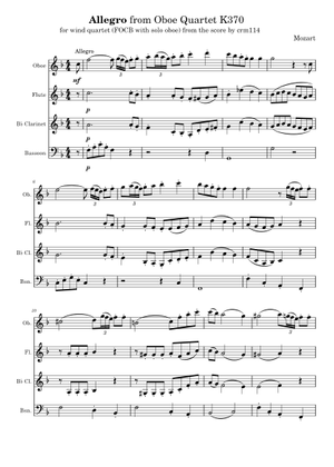 Oboe Quartet in F major, K.370.1 – Wolfgang Amadeus Mozart Sheet