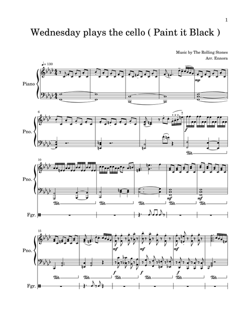 Wednesday Plays Cello - Paint It Black (Arr. Enn) - Wednesday Addams (Piano Solo)