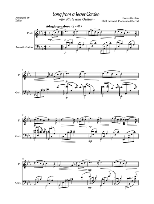 Song from a Secret Garden (Arr. Zellev) (Instrumental Duet)