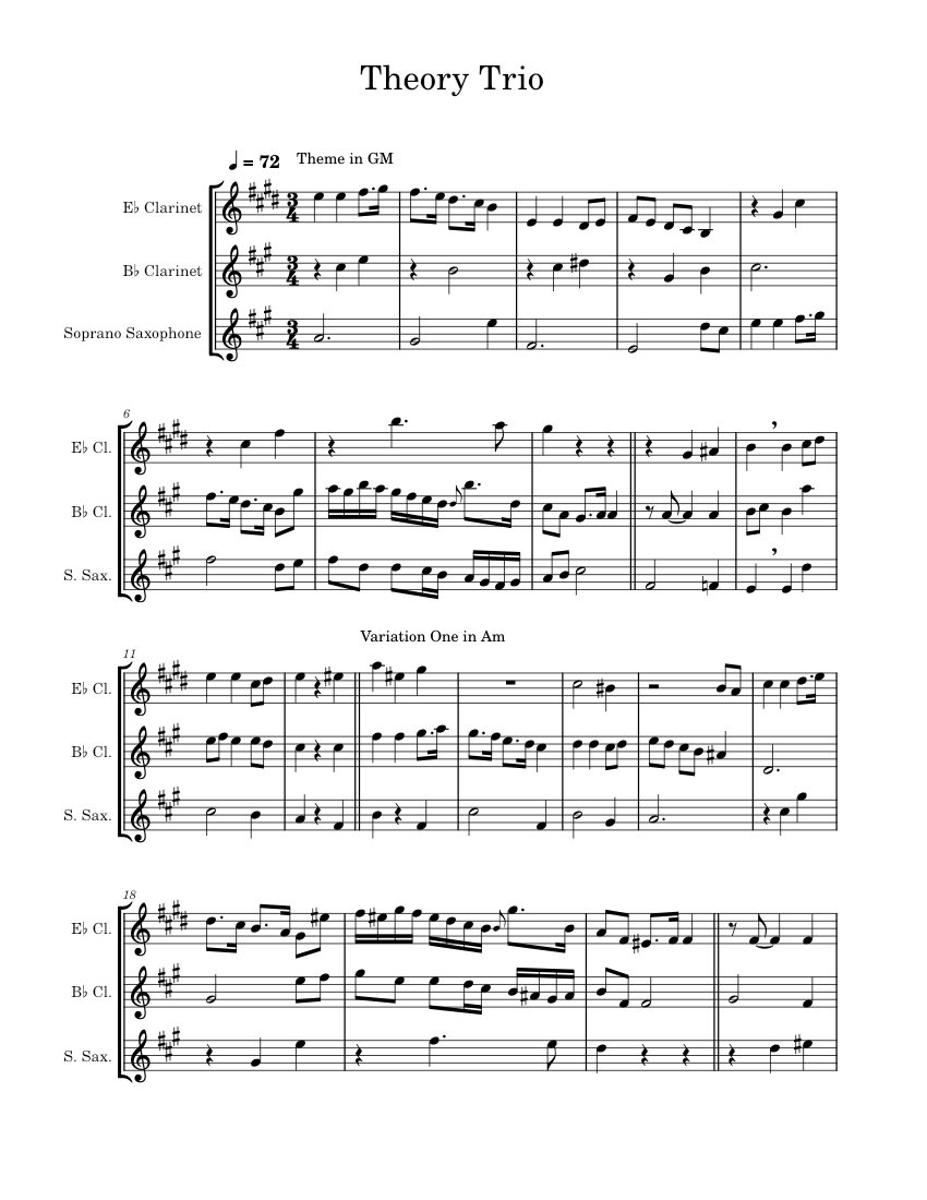 Theory_Trio Sheet music for in eflat, in bflat