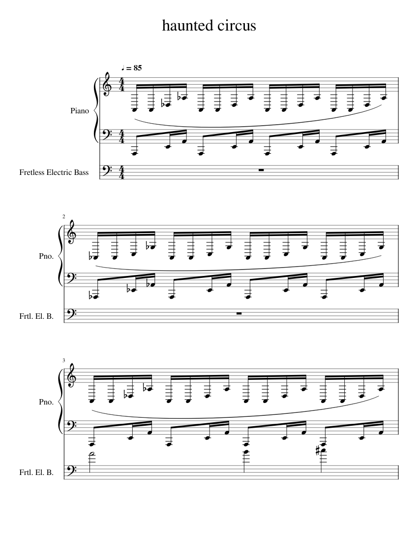 Looper pedal orchestrations Sheet music for Piano, Bass guitar (Mixed