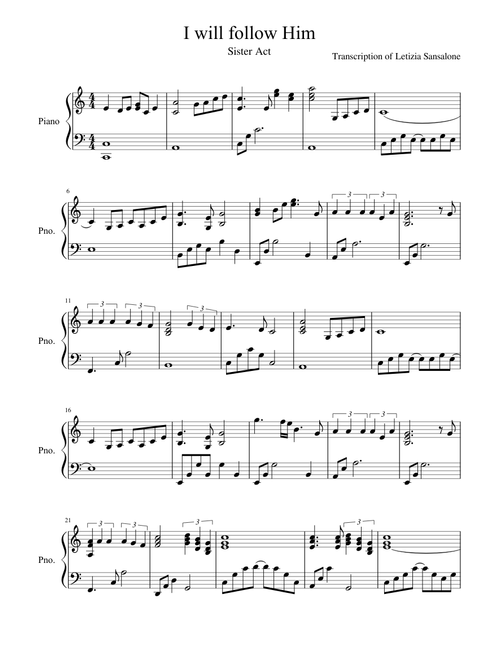 I will follow Him Piano