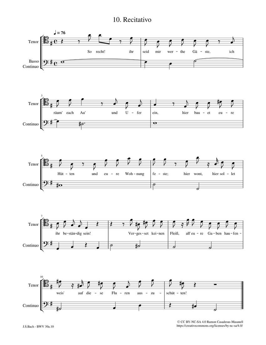 Angenehmes Wiederau, BWV 30a / Mvt. 10 Johann Sebastian Bach BWV