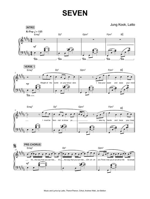 Seven - Jung Kook, Latto (Piano)