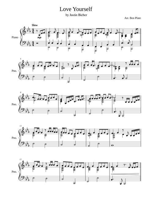 Justin Bieber - Love Yourself (Piano)